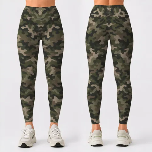 Olive Woodland Camo For Yoga, Pilates, Commuting And Everyday Outdoor Style Leggings