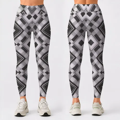 Black White Diamond Checks for Yoga Pilates Commutes and Everyday Wear Leggings