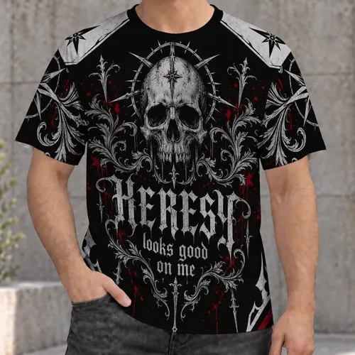 Gothic Skull and Blackletter Style for Halloween Parties and Dark Theme Events All-over Print Unisex T-shirt