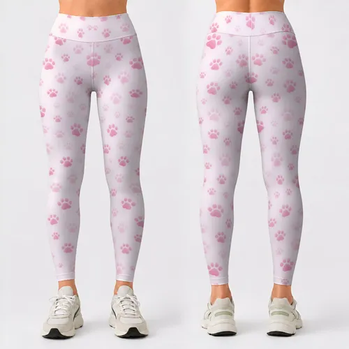 Tiny Pink Paw Prints for Yoga, Pilates, and Everyday Casual Wear for Pet Lovers Leggings