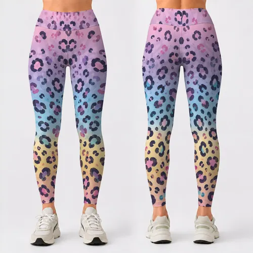 Pastel Leopard Spots With Ombre Color for Yoga, Gym Training and Outdoor Runs for Her Leggings
