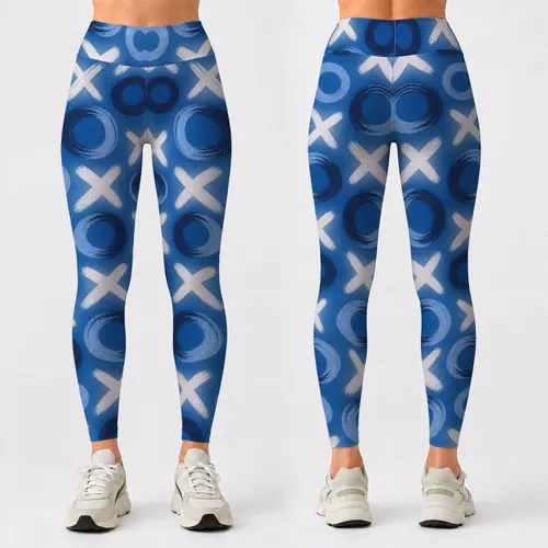 Navy And White X O Motifs For Yoga, Pilates, And Everyday Activewear Wardrobes Style Leggings