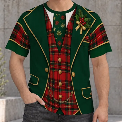 Emerald Tartan Holiday Blazer Look for Christmas Parties and Family Gatherings All-over Print Unisex T-shirt