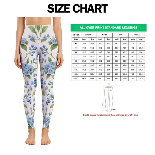 Sky Blue Blossoms And Fresh Green Leaves For Yoga, Pilates, And Everyday Wellness Leggings