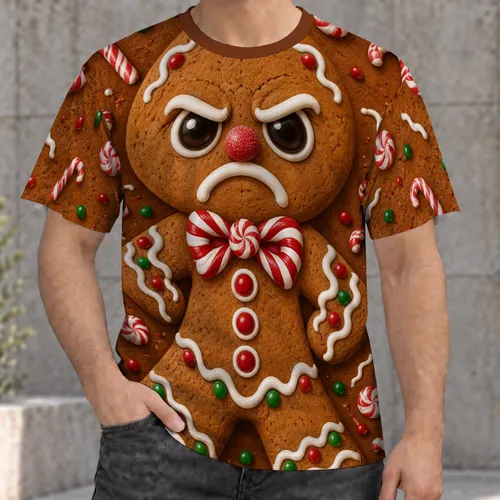 Angry Gingerbread Man Christmas Party Style for Holiday Baking and Festive Gatherings All-over Print Unisex T-shirt