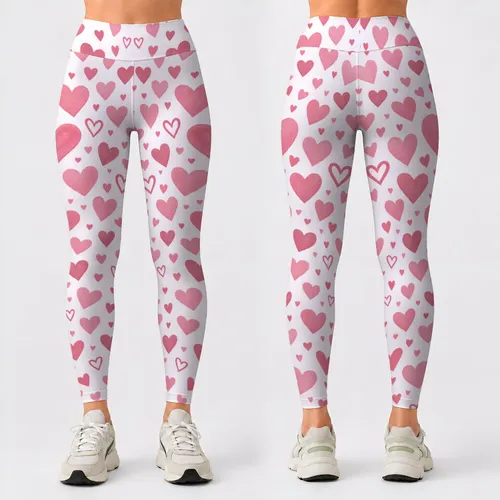 Soft Pink Hearts for Yoga, Pilates, and Sweet Everyday Activewear Style for Women Leggings