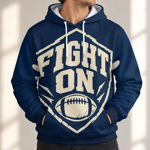 Football Shield FIGHT ON Athletic Spirit for Game Day, Tailgating and Casual Wear Enthusiasts All-over Print Hoodie (Lightweight)