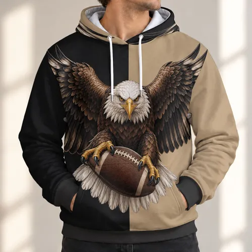 Bald Eagle Gripping Football for Game Day Tailgates and Casual Weekend Style for Sports Fans All-over Print Hoodie (Lightweight)