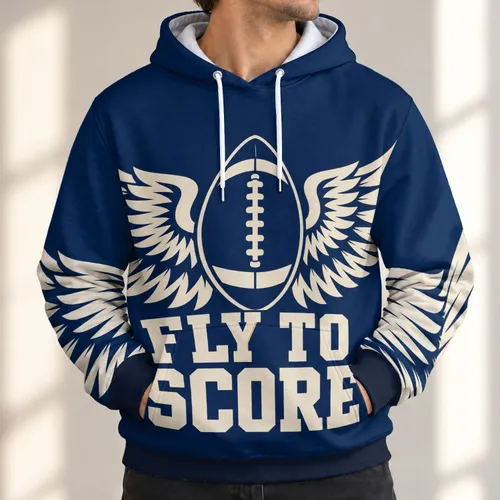 Winged Football Fly To Score Sports Motivation For Game Day And Weekend Casual Wear All-over Print Hoodie (Lightweight)