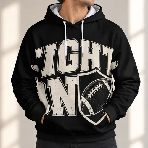 Bold Football Shield and FIGHT ON Message for Game Day, Tailgates and Everyday Fans All-over Print Hoodie (Lightweight)