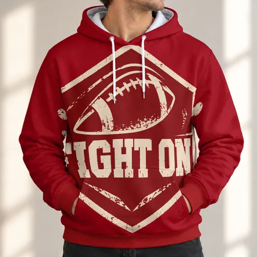 Football Shield FIGHT ON Motto for Game Day and Everyday Casual Wear for Football Fans All-over Print Hoodie (Lightweight)