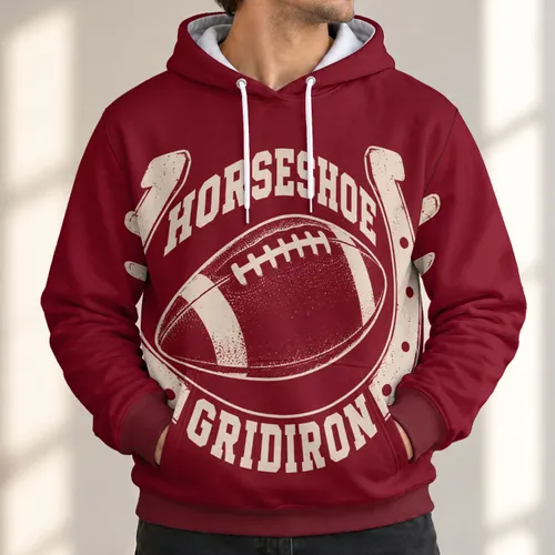 Horseshoe Football Emblem for Game Day and Casual Weekend Wear for Football Fans All-over Print Hoodie (Lightweight)