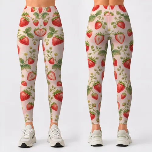 Fresh Strawberry Scatter for Yoga, Pilates and Everyday Summer Outings Leggings