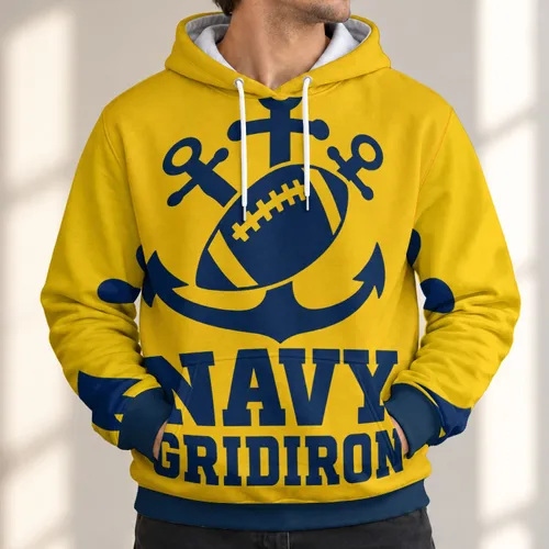 Nautical Football Crest for Game Day and Everyday Casual Wear for Navy Fans All-over Print Hoodie (Lightweight)