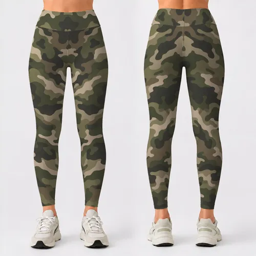 Olive Woodland Camo for Yoga, Pilates, Gym Training and Everyday Activewear Outings Leggings