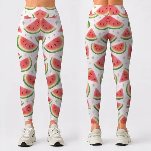 Watermelon Slices for Yoga, Pilates, and Easygoing Summer Outings for Women Leggings