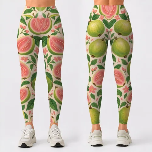 Fresh Guava Fruit for Yoga, Pilates and Weekend Errands, Women's Activewear Style Leggings