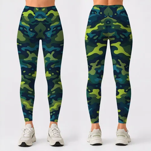 Teal Woodland Camo for Yoga, Pilates and Everyday Outdoor Adventures Leggings