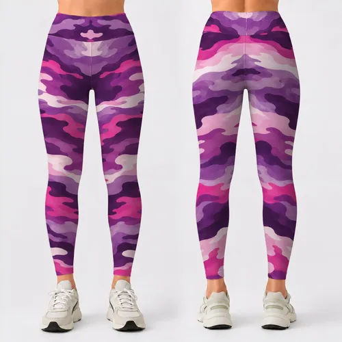 Purple Pink Camouflage Activewear For Yoga Pilates And Everyday Adventures Leggings