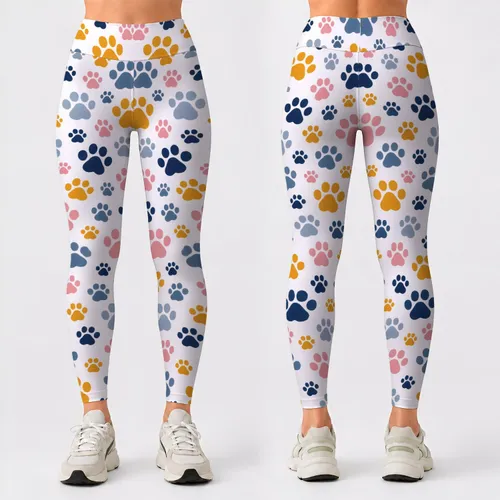 Colorful Paw Prints for Yoga, Pilates, and Everyday Activewear Leggings