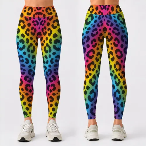 Rainbow Leopard Spots for Yoga, Pilates, and Colorful Everyday Style Leggings