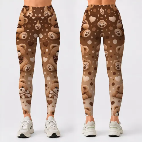 Cute Teddy Bear Polka Dots for Cozy Gym Days, Running, and Everyday Fitness Style Leggings
