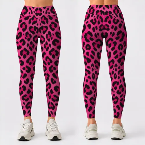 Rose Fuchsia Leopard Spots for Bold Gym Style and Everyday Athleisure for Women Leggings