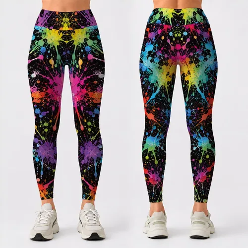 Neon Multicolor Paint Splatter For Gym Workouts And Urban Activewear Leggings