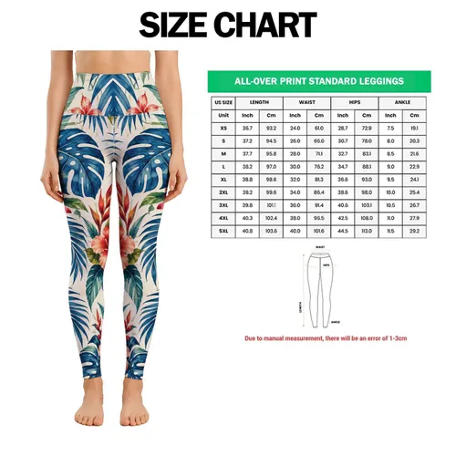 Blue Monstera And Crimson Hibiscus Tropical Garden For Yoga And Outdoor Training Leggings