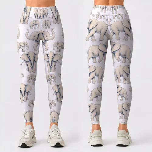 Ivory Elephant Scatter for Safari Adventures and Relaxed Everyday Style Leggings