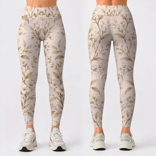 Ivory Wildflower Vines for Easygoing Spring Days and Relaxed Weekend Adventures Leggings