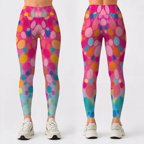 Colorful Bubble Dot Motifs for Playful Weekend Style and Creative Everyday Looks for Women Leggings