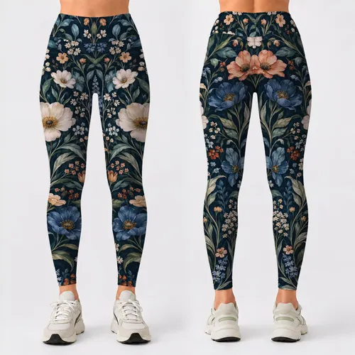 Moody Botanical Wildflowers for Coastal Escapes and Everyday Bohemian Style for Women Leggings