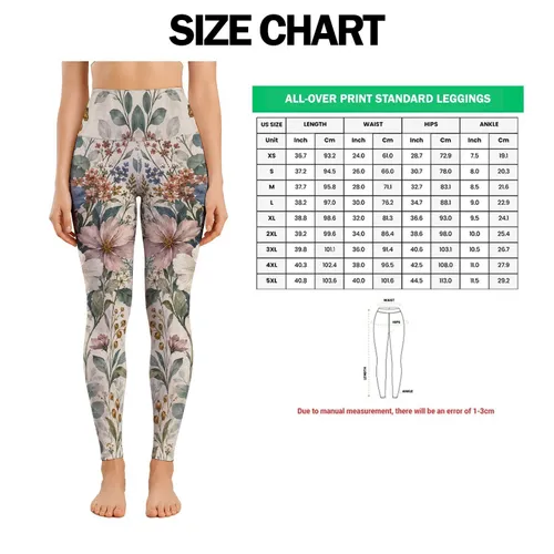 Muted Botanical Wildflowers for Relaxed Garden Strolls and Everyday Spring Outings Leggings