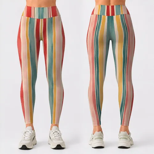 Colorful Boho Stripe Casual Style for Weekend Outings and Everyday Wear Leggings