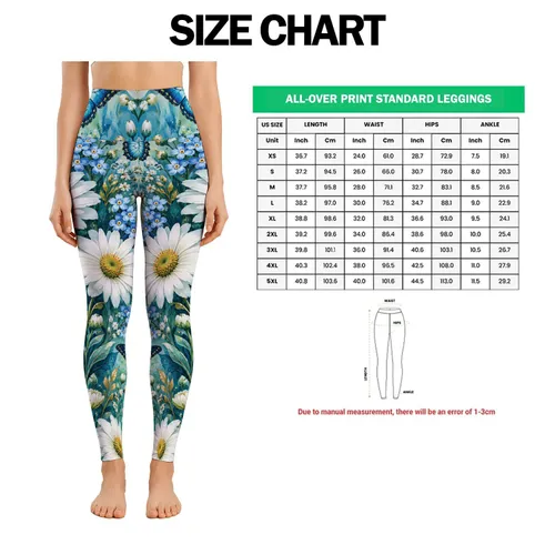 Blue Butterfly and White Daisy Garden for Relaxed Summer Outings and Nature Lovers Leggings