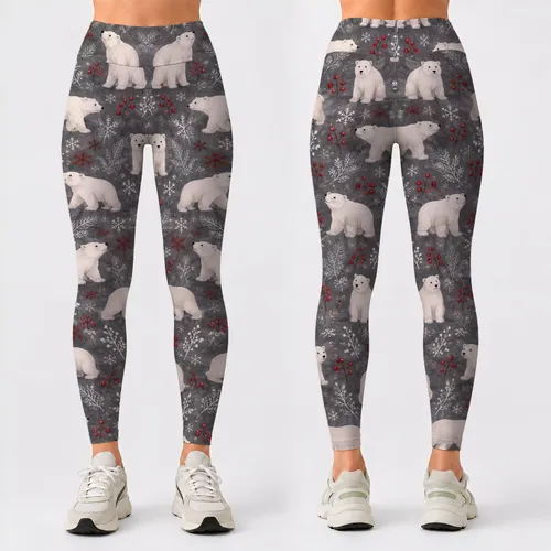 Polar Bear Arctic Motifs For Cozy Winter Lounging And Holiday Getaways For Women Leggings