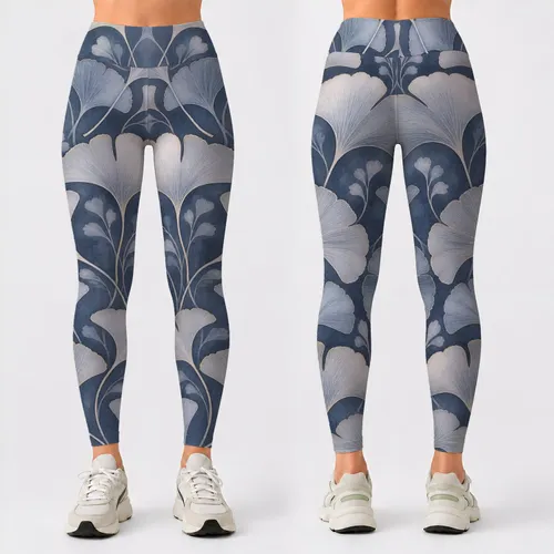Silver Ginkgo Leaves for Calm Yoga Sessions and Everyday Nature-Inspired Activewear Leggings