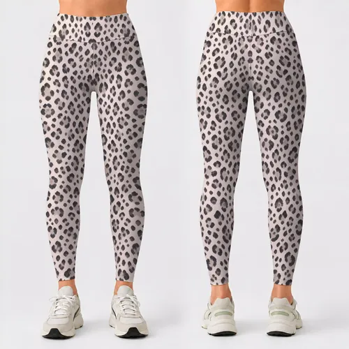 Ivory and Slate Cheetah Spots for Chic Weekend Outings and Everyday Active Style Leggings