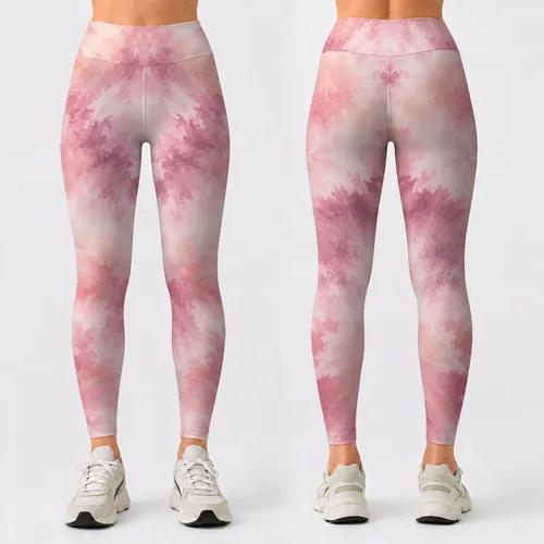 Blush Rose Tie-Dye Wash for Relaxed Weekend Lounging and Everyday Style for Women Leggings