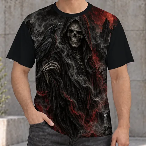Gothic Grim Reaper and Raven for Halloween Parties and Year-Round Dark Outfit Style All-over Print Unisex T-shirt