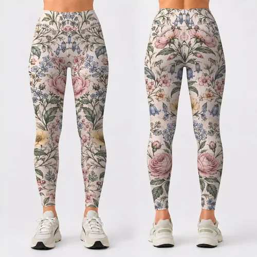 Pastel Botanical Blooms for Spring Garden Strolls and Weekend Getaways for Women Leggings