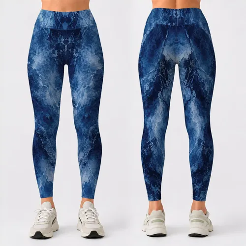 Indigo Crumpled Denim Texture for Coastal Getaways, Weekend Outings, and City Strolls Leggings