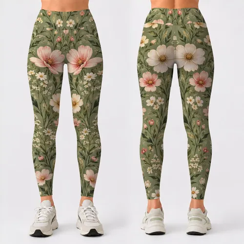 Matcha Wildflower Blooms for Summer Garden Strolls and Relaxed Getaways Leggings