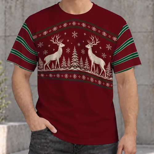 Ivory Reindeer and Snowflakes for Festive Christmas Gatherings and Winter Golf All-over Print Unisex T-shirt