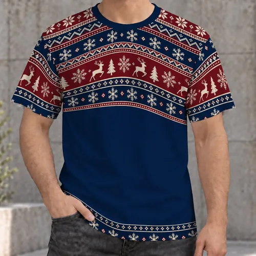 Nordic Reindeer Snowflake Holiday Style for Christmas Gatherings and Winter Golf All-over Print Unisex T-shirt