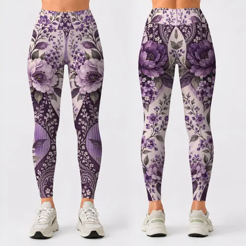 Purple Lavender Floral Paisley for Relaxed Everyday Style and Weekend Wear Leggings