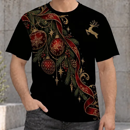 Golden Christmas Ornaments And Evergreen Scrolls For Festive Holiday Gatherings All-over Print Unisex T-shirt