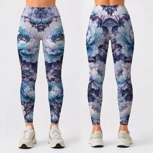 Blue Lavender Peonies For Elegant Everyday Style And Relaxed Weekend Wear Leggings