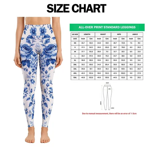 Indigo Blue Porcelain Florals for Fresh Spring Outings and Relaxed Autumn Daywear Leggings